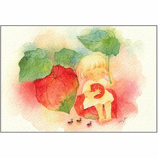 こばやしあや ポストカード（ほおずき・2025年カレンダー8月の絵柄）の画像