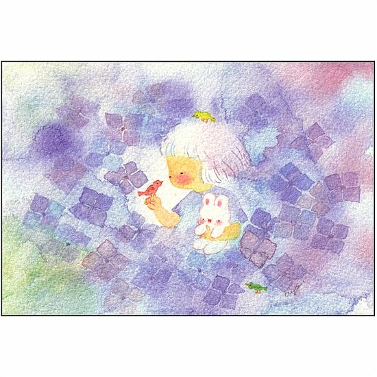 こばやしあや ポストカード（あじさい・2025年カレンダー6月の絵柄）の画像
