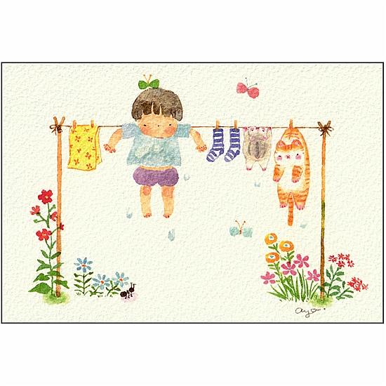 こばやしあや ポストカード（ぼくもお洗濯されちゃった）の画像
