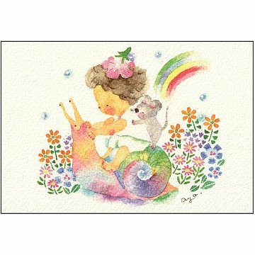 こばやしあや ポストカード（カタツムリさん虹がでたね）の画像