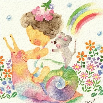 こばやしあや ポストカード（カタツムリさん虹がでたね）の画像