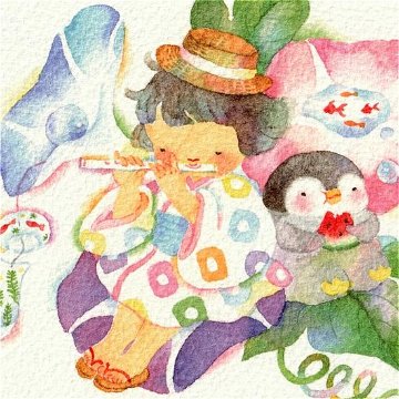 こばやしあや ポストカード（フルート・朝顔とぺんちゃん）の画像