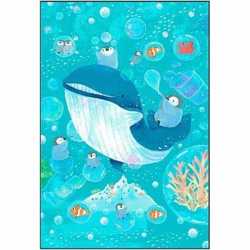 吉田麻乃 ポストカード（クジラとペンギンの海色シャボン）の画像