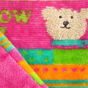レインボーベア　巾着（ステッチ）ピンクの画像