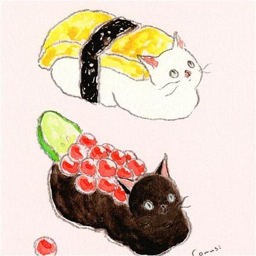 トコロコムギ　和風ポストカード（今宵はお寿司パーティーにゃんこ）の画像