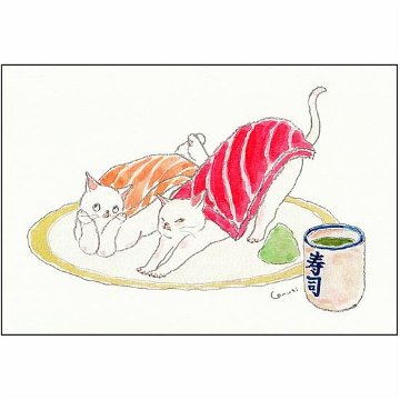 トコロコムギ　和風ポストカード（まちぼうけ回転寿司にゃんこ）の画像