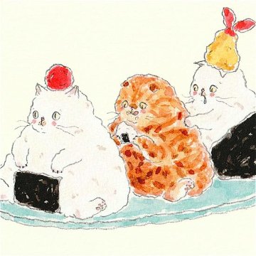 トコロコムギ　和風ポストカード（おまかせおにぎりにゃんこ）の画像