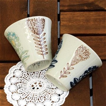 波佐見焼　勲山窯　コップ（マーガレット）の画像