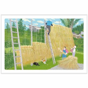 たびねこ ポストカード（秋の天日干し）の画像