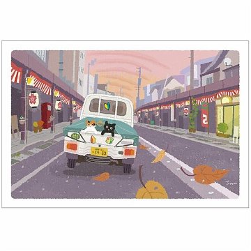 たびねこ ポストカード（秋祭りの夕暮れ）の画像