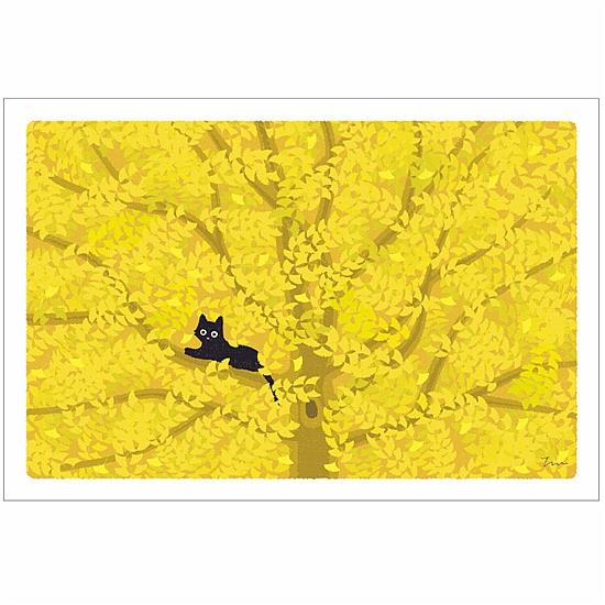 たびねこ ポストカード（木の葉がくれ）の画像