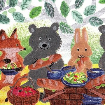 サクマユウコ ポストカード（みんなでピクニック）の画像