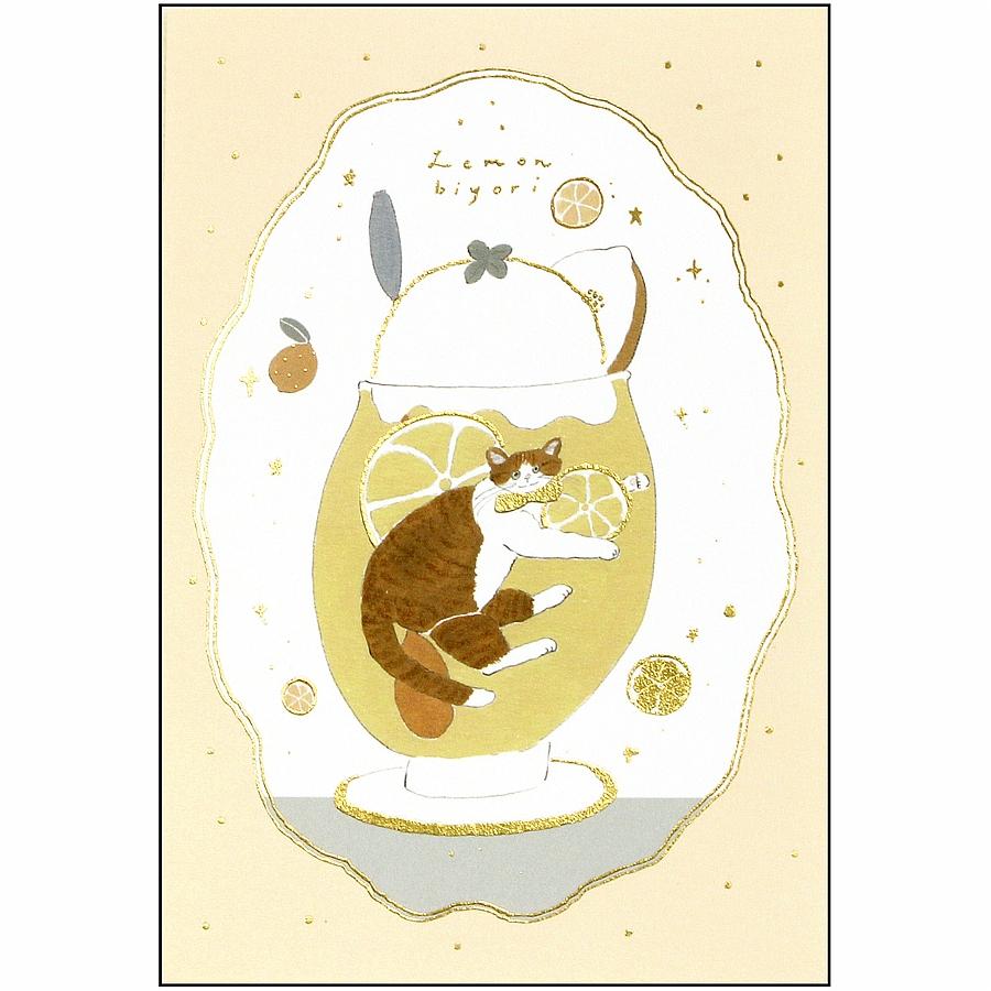 トビマツ ショウイチロウ　箔押しポストカード（レモンクリームソーダ）の画像