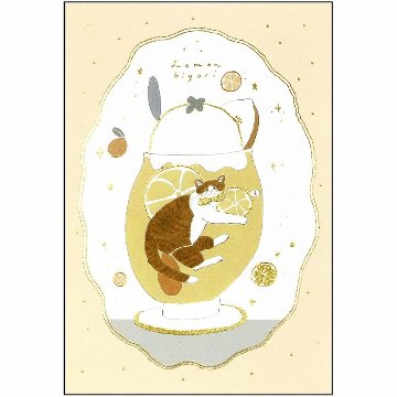 トビマツ ショウイチロウ　箔押しポストカード（レモンクリームソーダ）の画像
