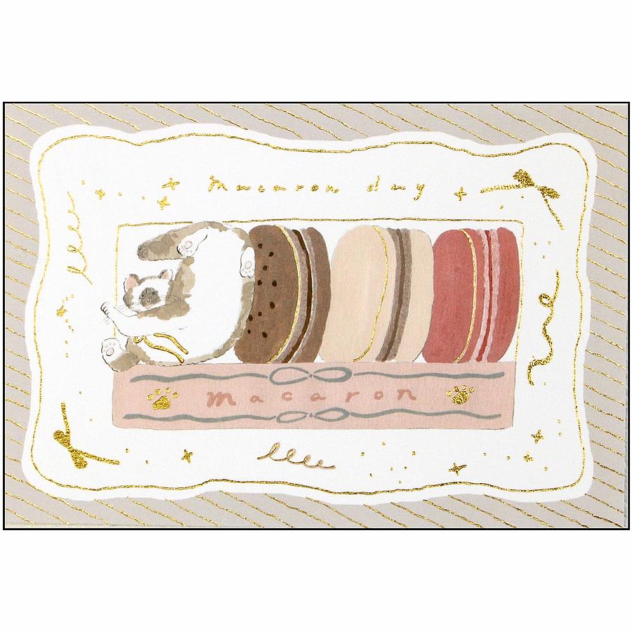 トビマツ ショウイチロウ　箔押しポストカード（マカロン）の画像