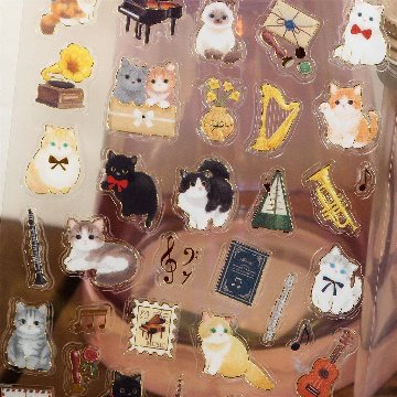 エヌビー社　透明シール（まったりねこと音楽）の画像