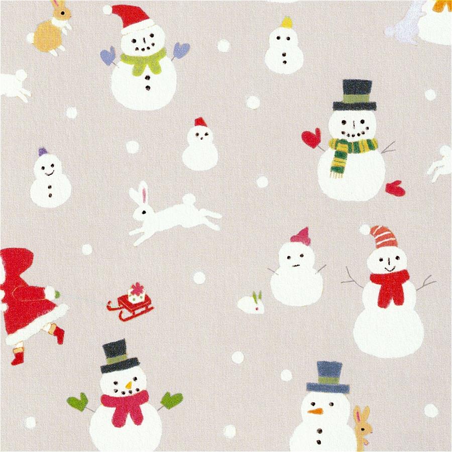 ひらいみも ポストカード（女の子と雪だるまとウサギ）の画像