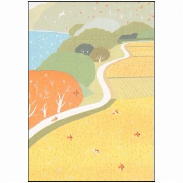 【予約品】ひらいみも ポストカード（子ブタと黄色の田んぼ）の画像