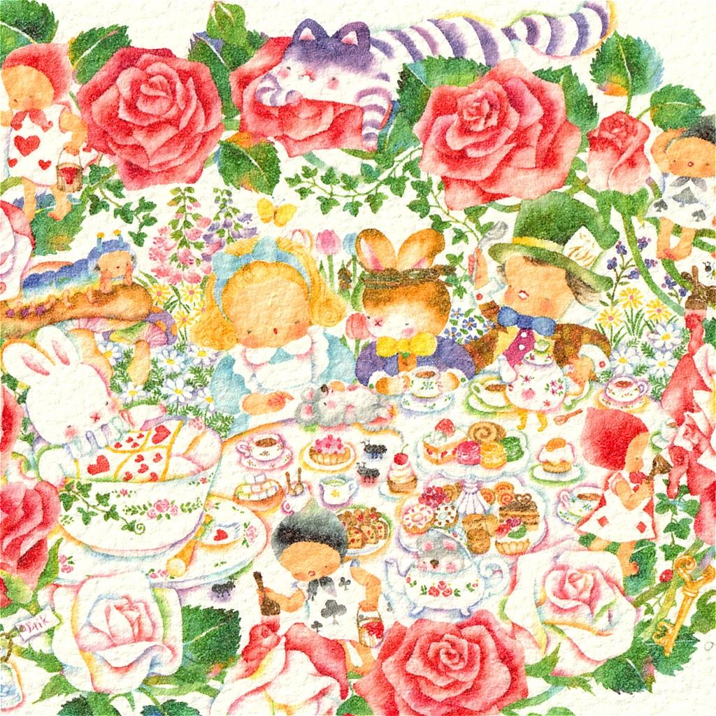 こばやしあや ポストカード（バラ園のお茶会/アリス）の画像