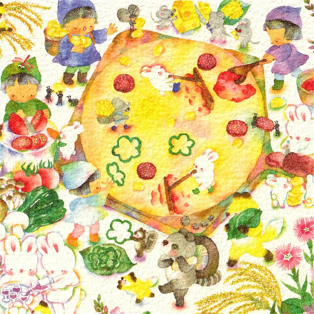 こばやしあや ポストカード（お月様のピザづくり）の画像