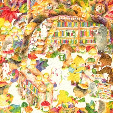 こばやしあや ポストカード（きのこの図書館）の画像