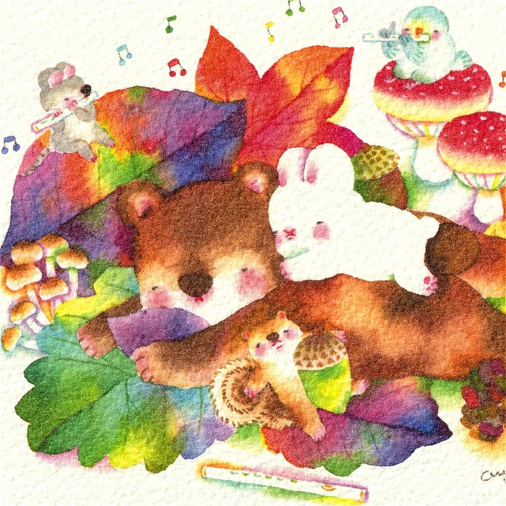 こばやしあや ポストカード（フルート/みんなで早めに冬眠しよう）の画像