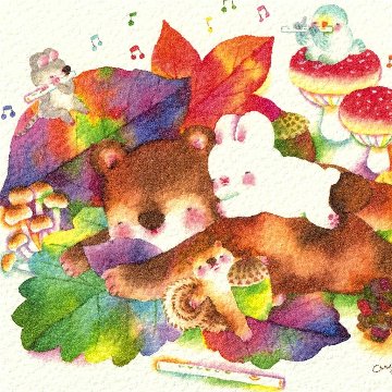 こばやしあや ポストカード（フルート/みんなで早めに冬眠しよう）の画像