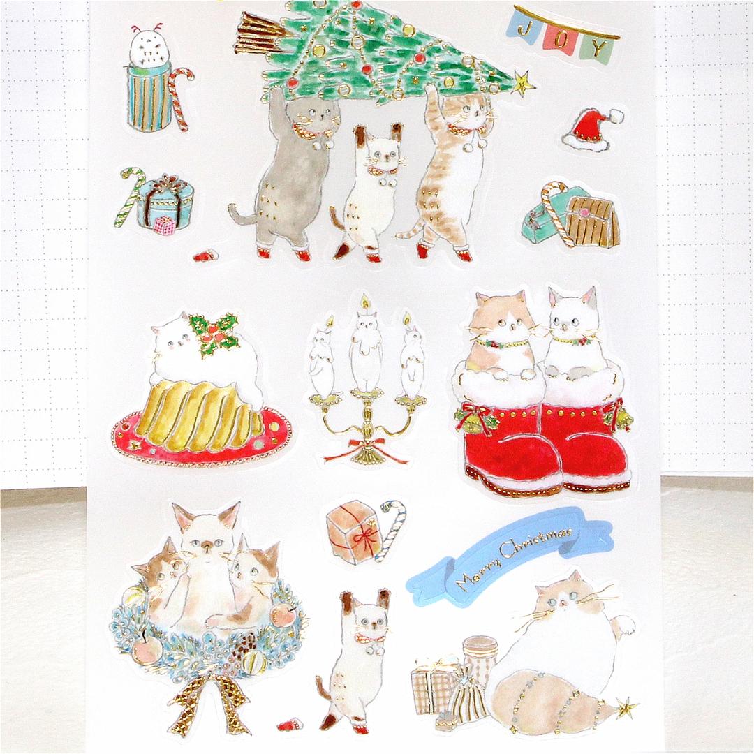 クリスマス　フロストシール　トコロコムギ（るんるんクリスマスにゃんこ）の画像