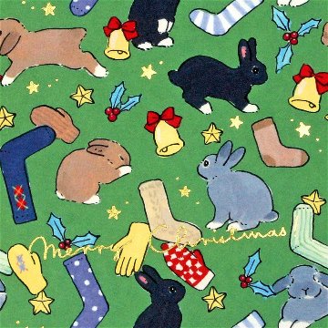 森山標子 クリスマスポストカード（総柄：靴下と手袋）の画像