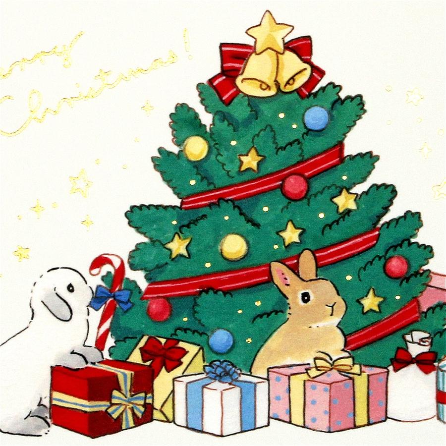 森山標子 クリスマスポストカード（ツリーとプレゼント）の画像