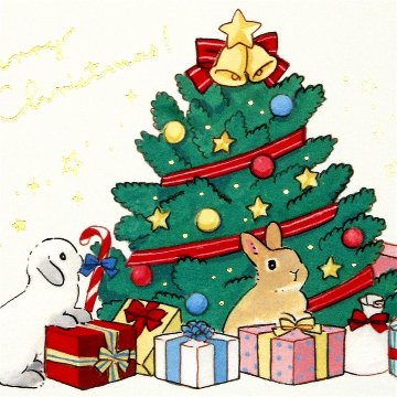 森山標子 クリスマスポストカード（ツリーとプレゼント）の画像