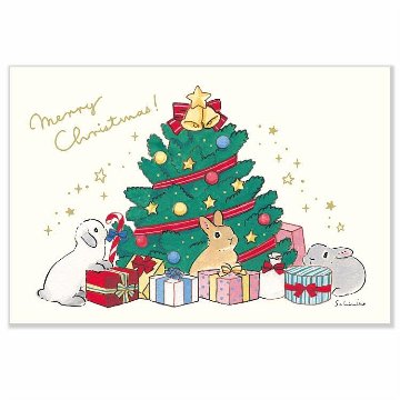 森山標子 クリスマスポストカード（ツリーとプレゼント）の画像