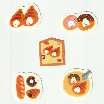 和紙フレークシール　お菓子などうぶつ工房（すっぽりウサギ）の画像
