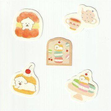 和紙フレークシール　お菓子などうぶつ工房（はさまれワンコ）の画像