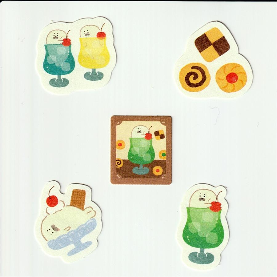 和紙フレークシール　お菓子などうぶつ工房（クリームアザラシ）の画像