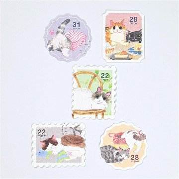 エヌビー社　フレークシール　ねころび（切手風）の画像