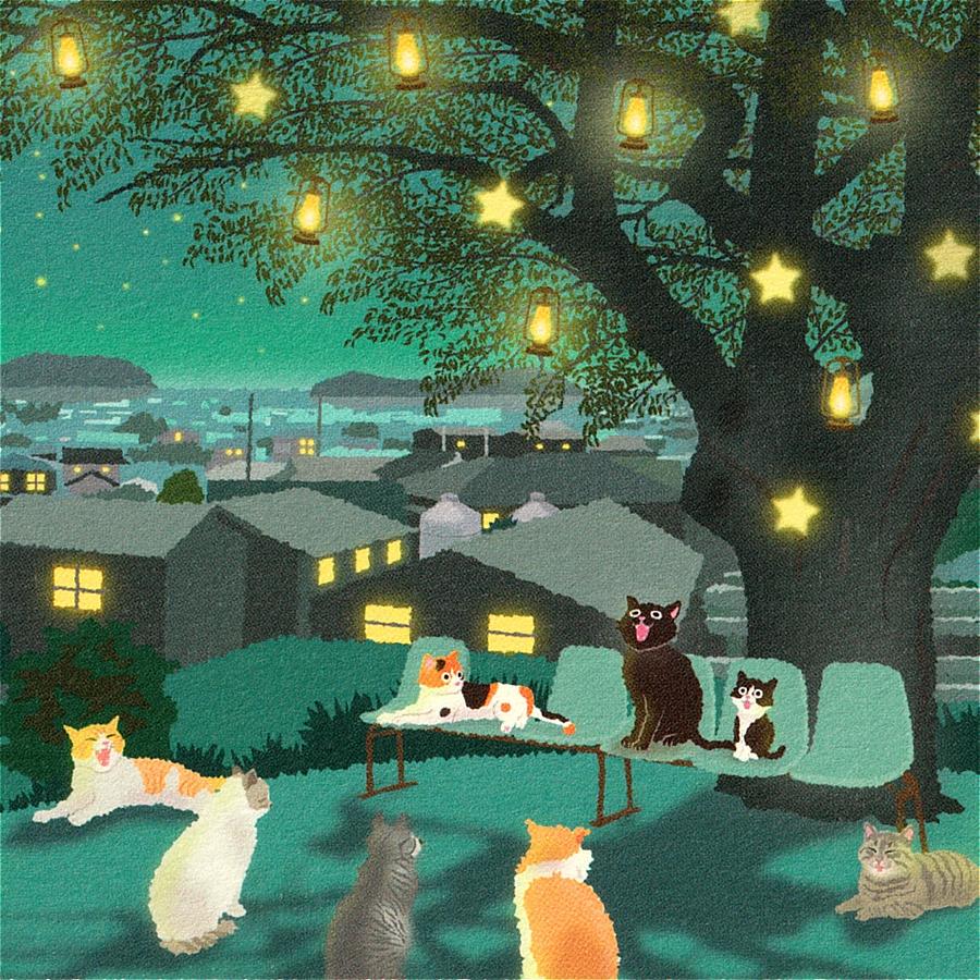 たびねこ ポストカード（星空の合唱団）の画像