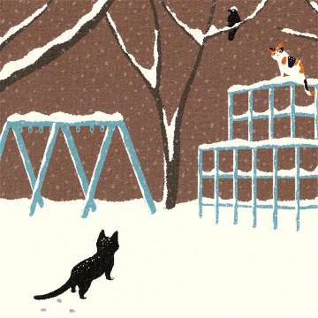 たびねこ ポストカード（雪のジャングルジム）の画像
