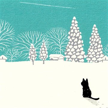 たびねこ ポストカード（冬の飛行機雲）の画像