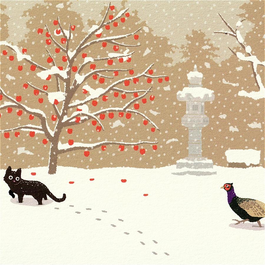たびねこ ポストカード（キジに追われて）の画像