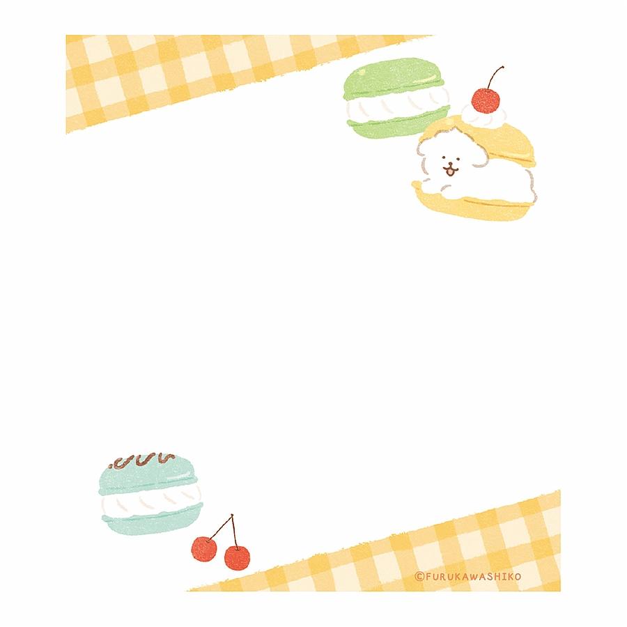 お菓子などうぶつ工房　メモパッド（はさまれワンコ）の画像