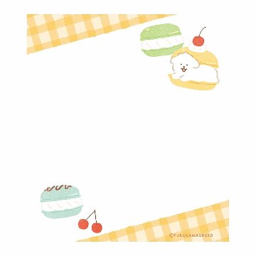 お菓子などうぶつ工房　メモパッド（はさまれワンコ）の画像