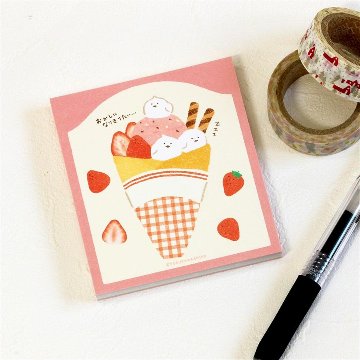 お菓子などうぶつ工房　メモパッド（なりきりコトリ）の画像