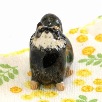 豆屋　箸置き（ポメラニアン　ブラック＆タン）の画像