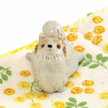 豆屋　箸置き（ポメラニアン　オレンジ＆ホワイト）の画像