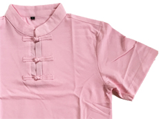 チャイナ風ポロシャツ：ピンク画像