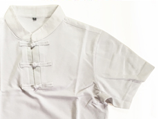 チャイナ風ポロシャツ：白画像