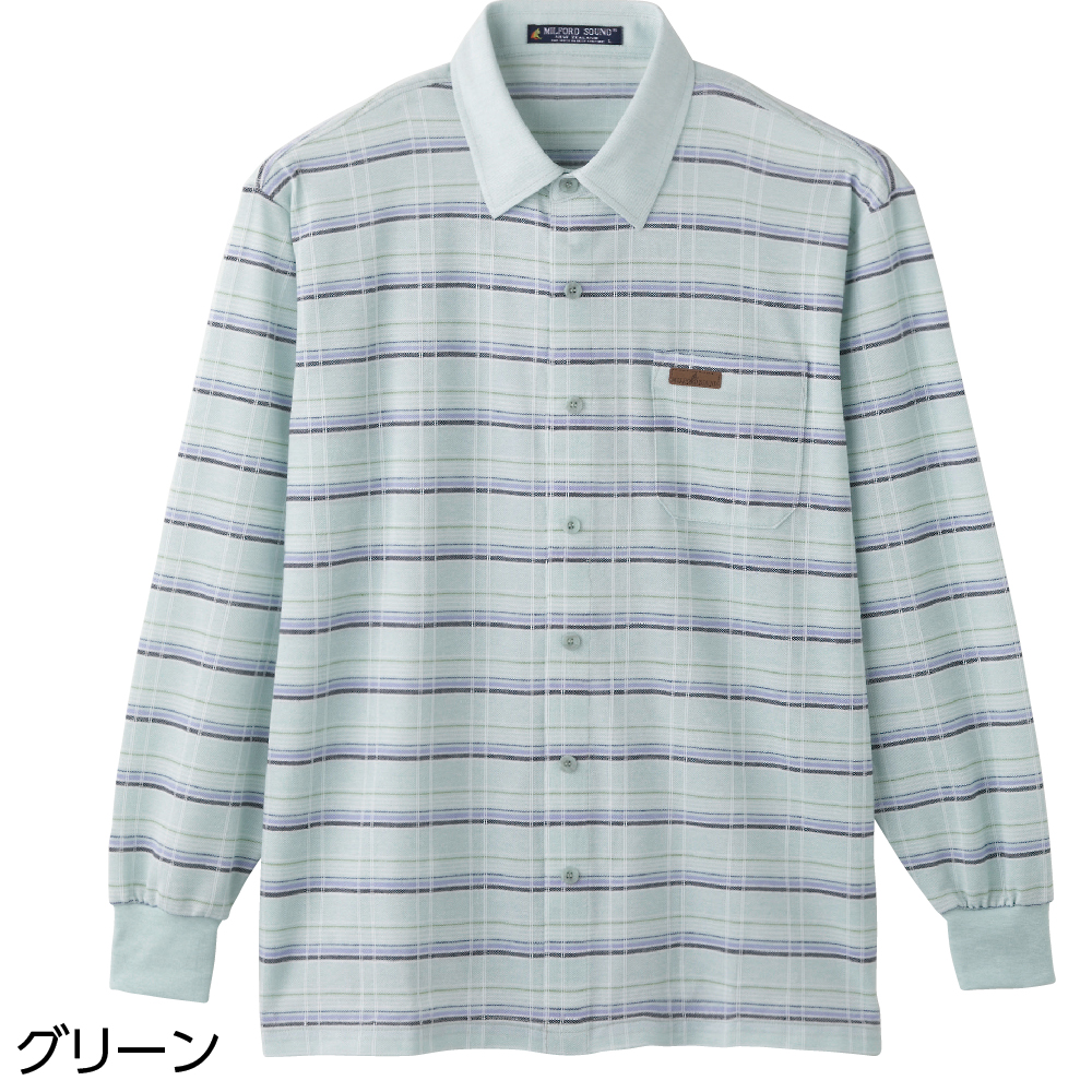 【紳士】麻混ワンタッチテープニットシャツの画像