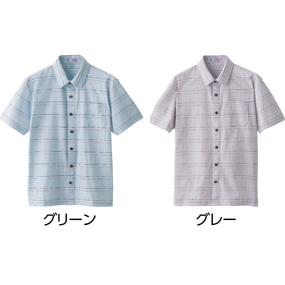 【紳士】麻混ワンタッチテープ半袖ニットシャツの画像