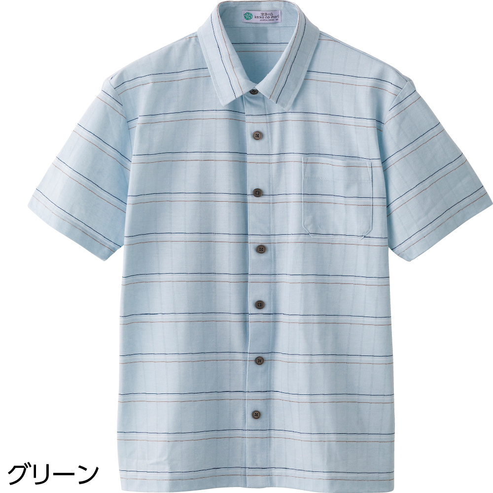 【紳士】麻混ワンタッチテープ半袖ニットシャツの画像